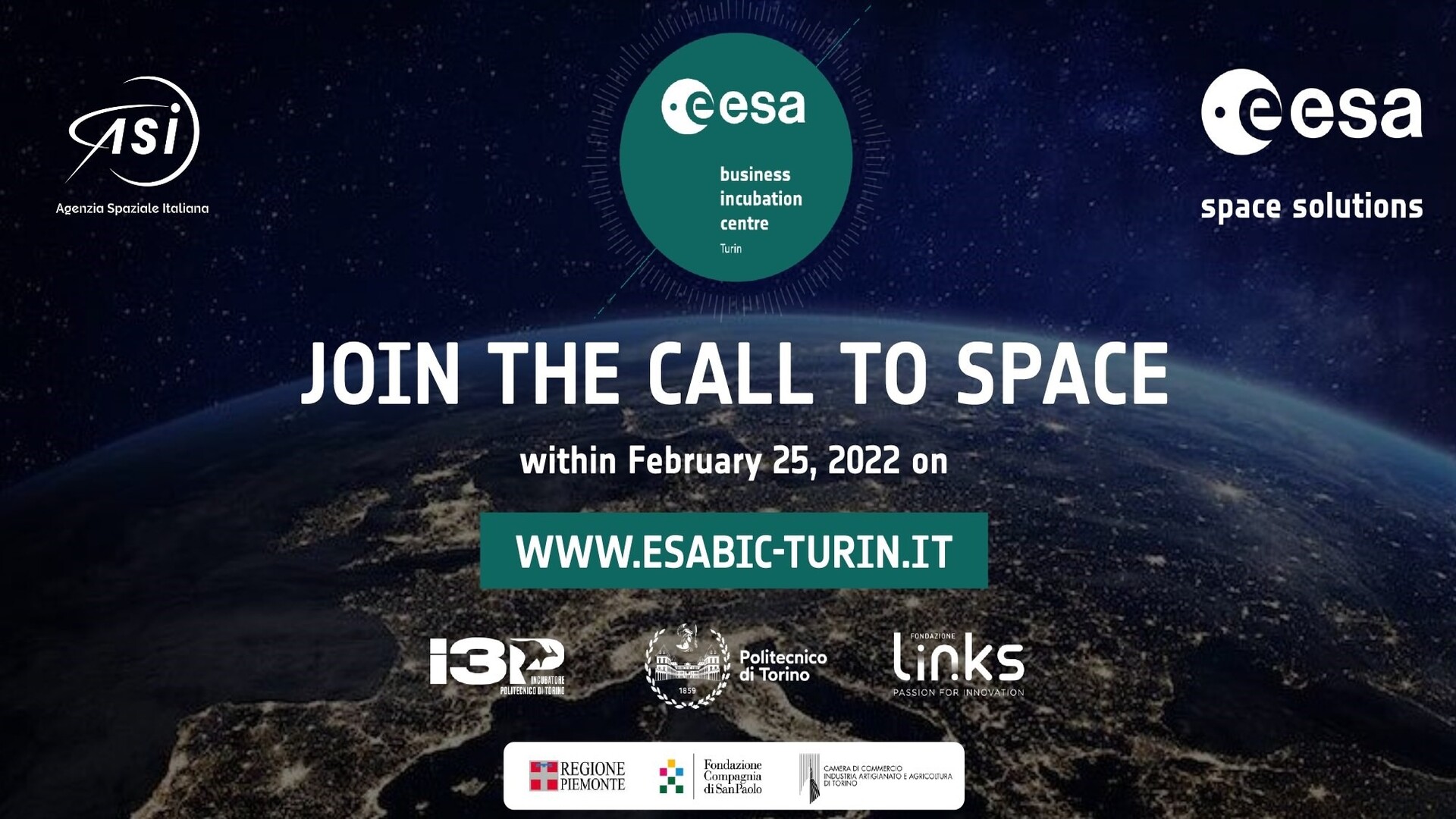 ASI - Disponibile la open call dell’ESA BIC Turin per le Start-up della Space Economy