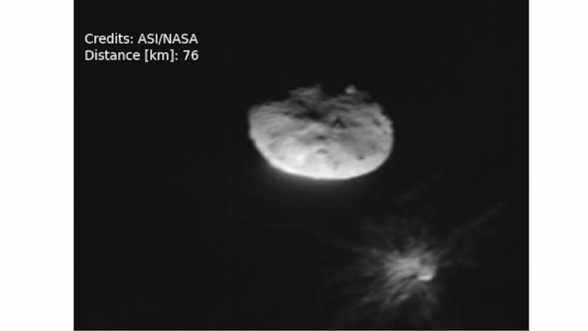 ASI - The last images captured by the LICIACube satellite have been presented during the NASA press conference on the last updates on the DART mission