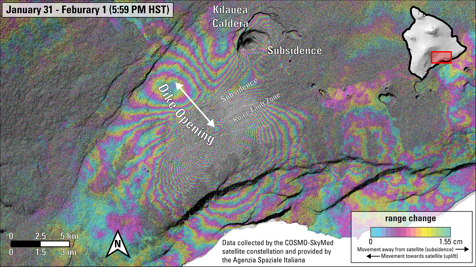 ASI - COSMO-SkyMed images to monitor volcanic activities in Hawaii