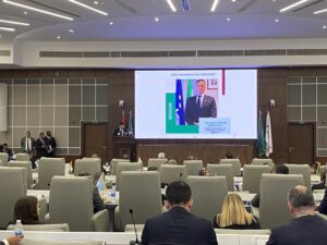 L’intervento del direttore generale dell’ASI, Luca Vincenzo Maria Salamone, durante la cerimonia di inaugurazione